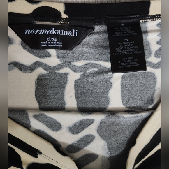 Norma Kamali Black and Cream Graphic Tube Skirt - Picture 3 of 4